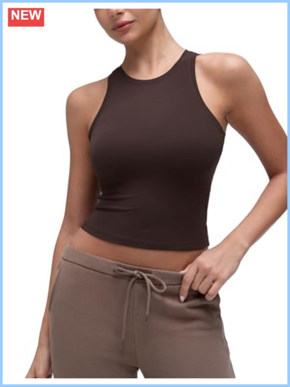 High Neck Tank Waist Length Softembrace Racerback Casual Tight Fit